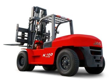 China JAC 10 Ton Diesel Forklift , Large Capacity Counterbalance Forklifts , Heavy Equipment Forklift , Red Or Orange Color supplier