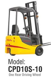 China Three Wheel Electric Forklift Truck 1 Ton Loading Capacity Small Turning Radius company