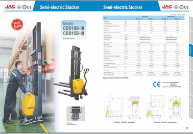 1000kg Loading Capacity Semi Electric Stacker Truck With Adjustable Forks supplier